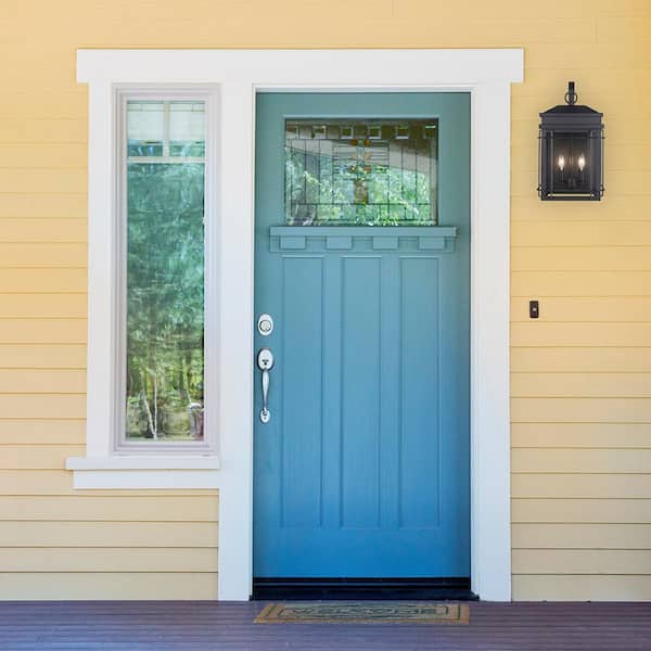 Bel Air 19 in. 2-Light Black Outdoor Wall Light Fixture with Clear Glass