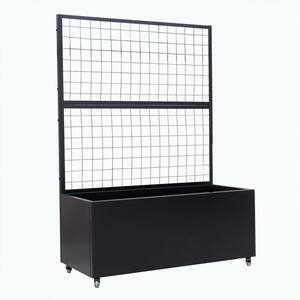 46 in. x 66 in. x 21 in. Black Modern Steel Trellis Planter Box for Outdoor Use