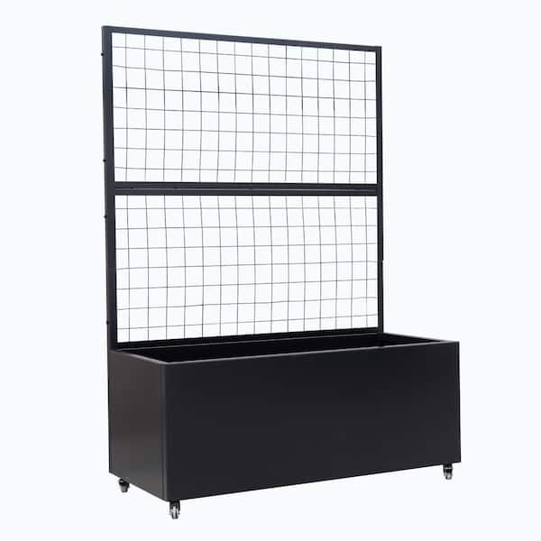 Ejoy 46 in. x 66 in. x 21 in. Black Modern Steel Trellis Planter Box for Outdoor Use