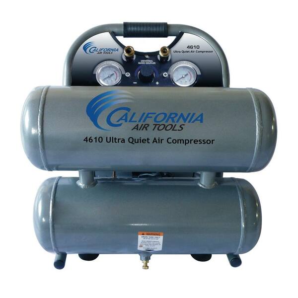 California Air Tools 4.6 Gal. 1 HP Ultra Quiet and Oil-Free Steel Twin Tank Air Compressor