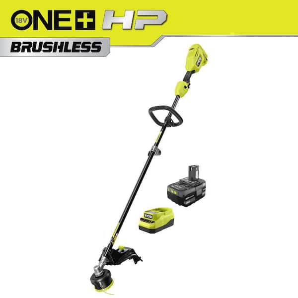 ONE+ HP 18V Brushless Whisper Series 15 in. Cordless Attachment Capable String Trimmer with 4.0 Ah Battery and Charger