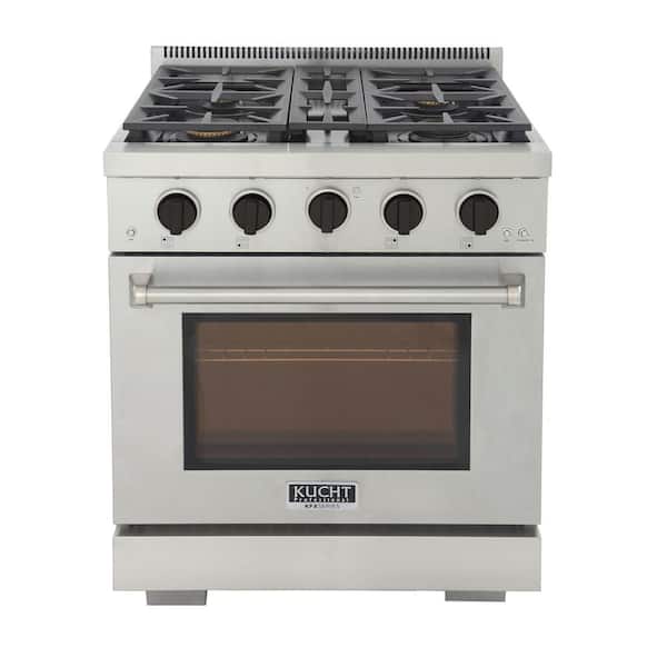 Kucht Professional 30 in. 4.2 cu. ft. Propane Gas Range with Power Burner, Convection Oven in Stainless Steel with Black Knobs
