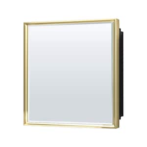 30 in. W x 32 in. H Rectangular Aluminum Alloy Gold Framed Recessed/Surface Mount Medicine Cabinet with Mirror