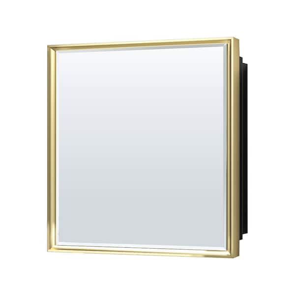 KeonJinn 30 in. W x 32 in. H Rectangular Aluminum Alloy Gold Framed Recessed/Surface Mount Medicine Cabinet with Mirror