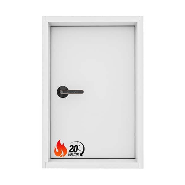 22 in. x 30 in. Fire-Rated Right-Hand/Outswing Handing White Primed Wood Prehung Front Door with Frame