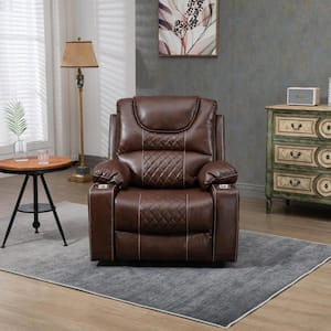 Enhanced Exclusive Oversized Faux Leather Power Lift Recliner Chair with Massage, Heating and 2 Cup Holder - Espresso