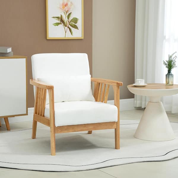 HOMCOM Beige Accent Chairs with Seat and Back Cushion Upholstered