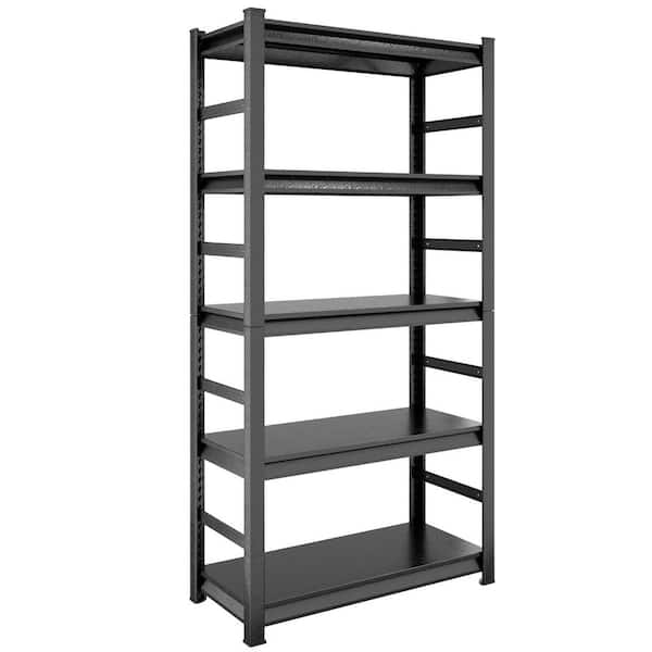 72H 5-Tier Heavy Duty Metal Shelving Unit with Adjustable Shelving, Kitchen Pantry Storage Rack for Garage in Black