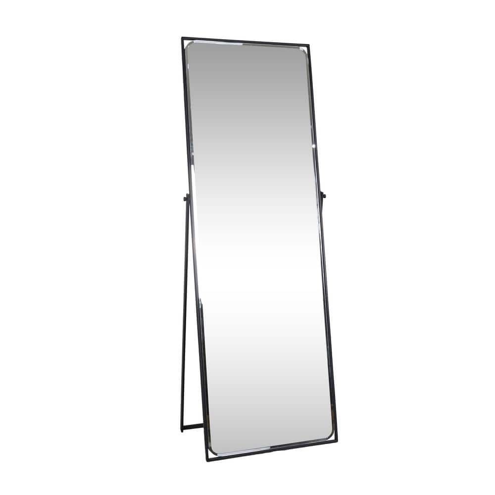 26 in. W x 70 in. H Rectangle Metal Framed Floor Black Mirror for Living Ro
