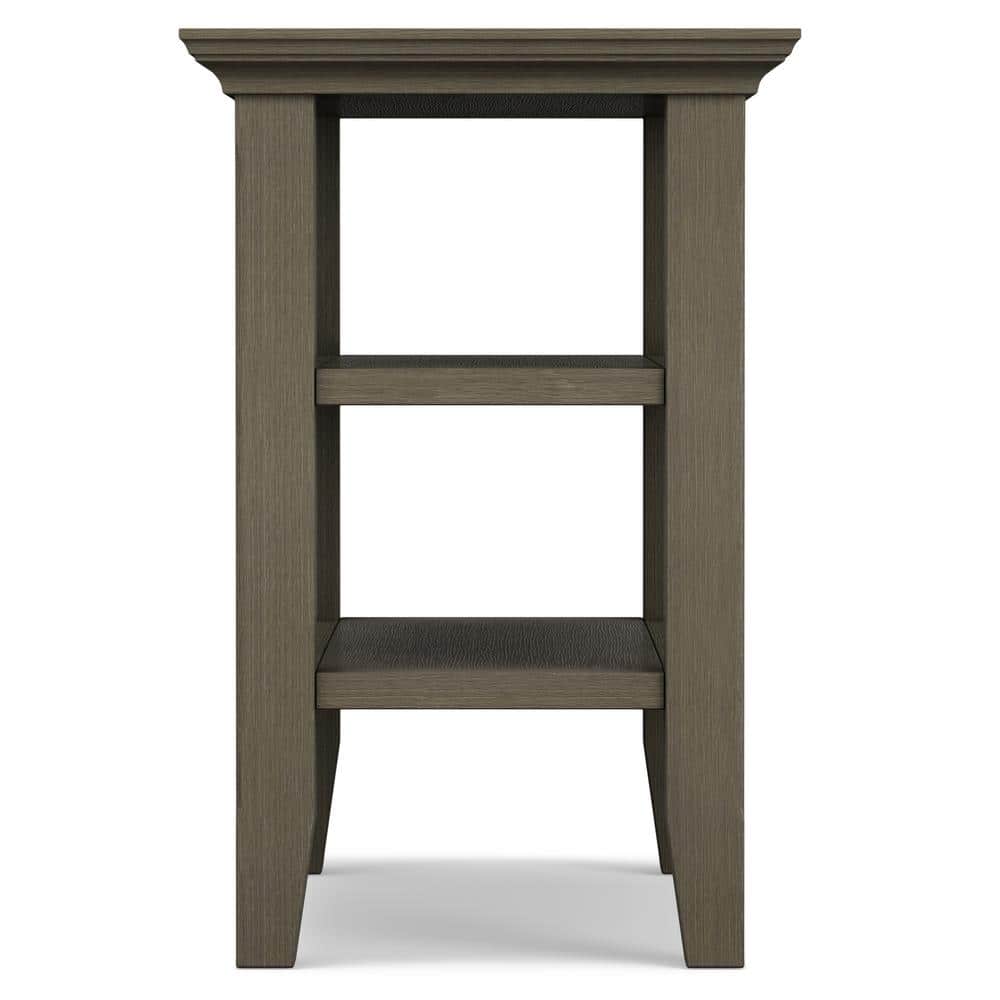 Farmhouse Gray Solid Wood Narrow Side Table with Shelves