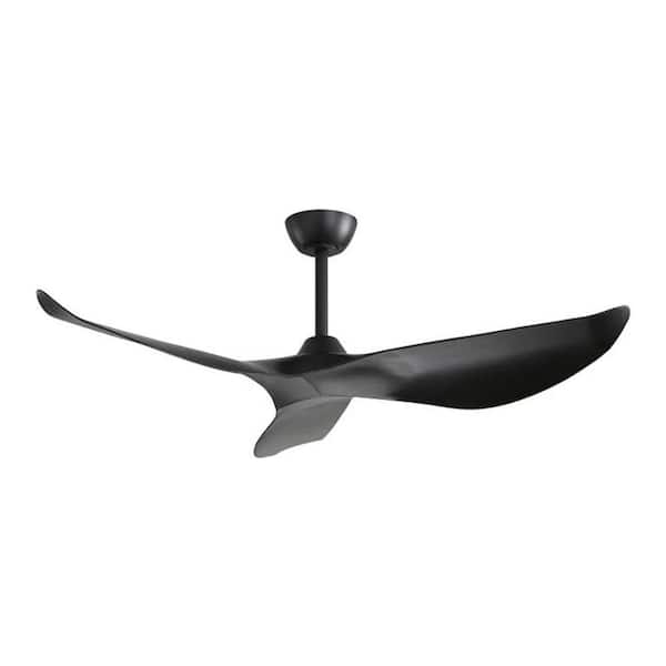 52 in. Indoor Black Ceiling Fan with DC Motor and Remote Control Without Light