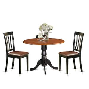 3-Piece Black and Cherry Finish Solid Wood Top - Dining Room Set - Seats 4