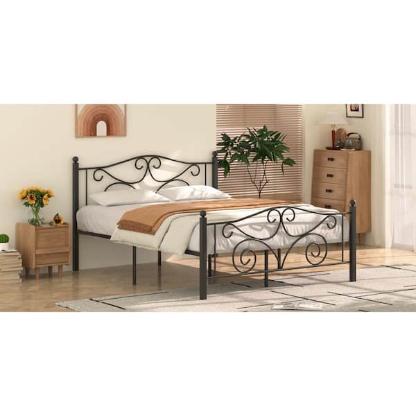 VECELO Queen Size Bed Frame Support with Headboard and