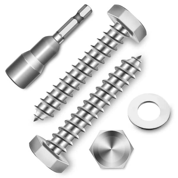 1/4 in. x 1-1/2 in. 304-Stainless Steel Hex Button Head Lag Screw (20-Pack)