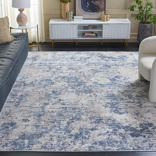 Amelia 11 ft. x 15 ft. Dark Blue/Gray Distressed Abstract Area Rug