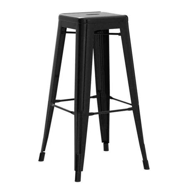 Black Stackable Metal Outdoor Bar Stool (4-Pack) L07WWTKBJW - The