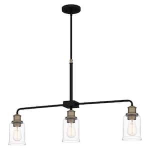 Cox 3-Light Matte Black Chandelier with Clear Glass