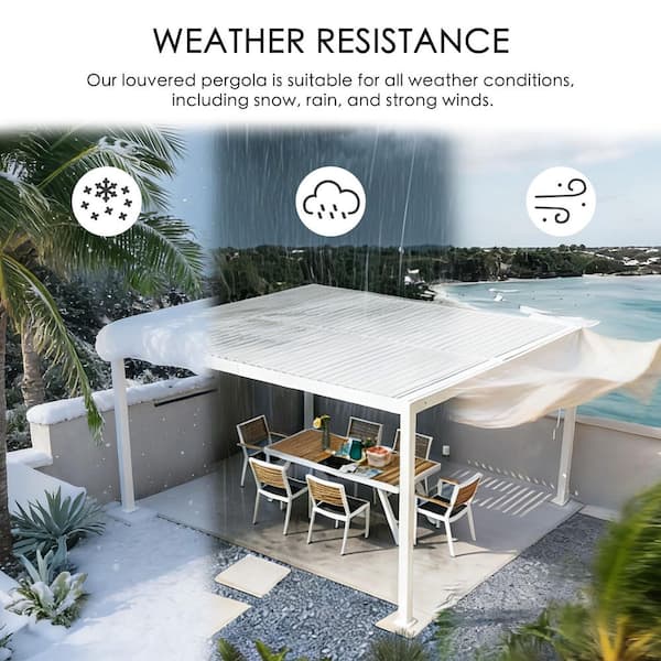 KOZYARD Elizabeth Outdoor 12 ft. x 14 ft. White Aluminum Louvered