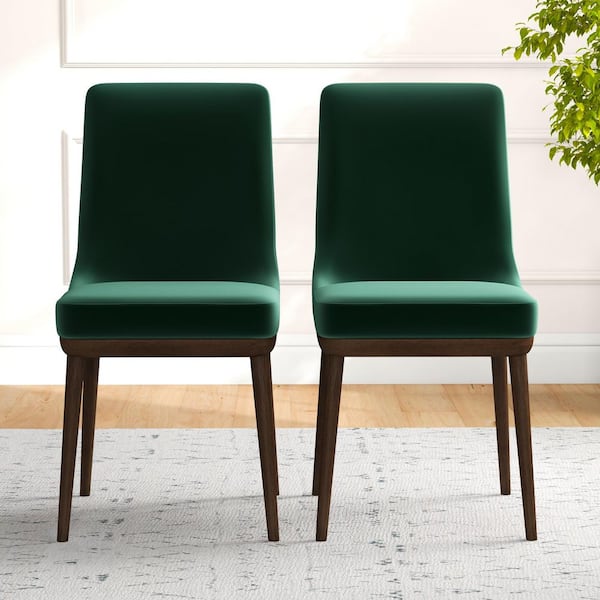 Ashcroft Furniture Co Grayson Mid-Century Modern Green Velvet Dining Chair (Set of 2)