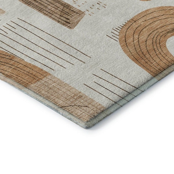 Mayfield Premium Machine Washable Abstract AMF1698 Ivory 5 ft. x 7 ft. 6 in. Area Rug