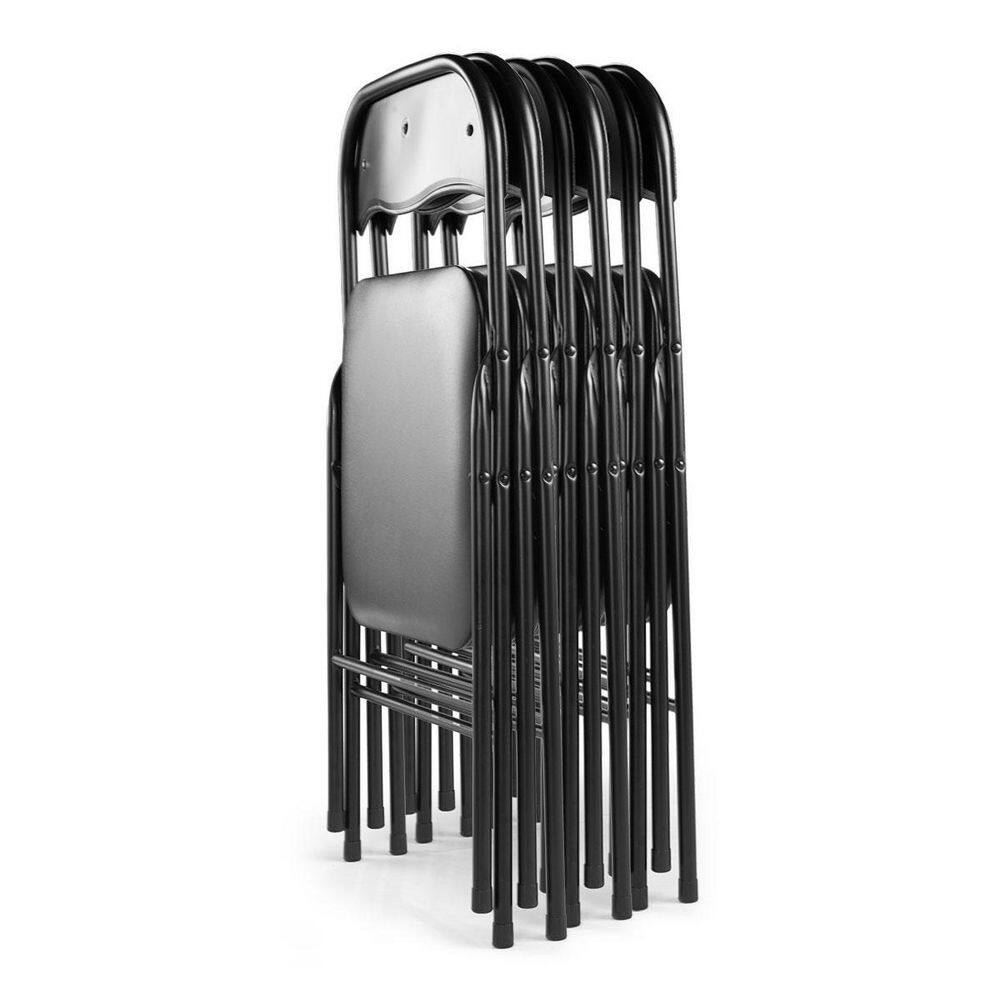 Black Armless Folding Metal and Plastic Lounge Chair Set