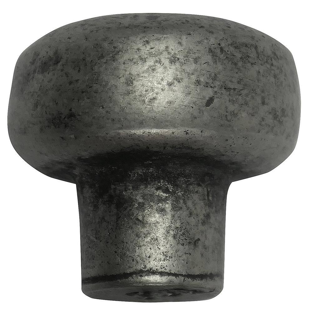 Distressed Pewter Round Metal Cabinet Knob with Mounting Hardware