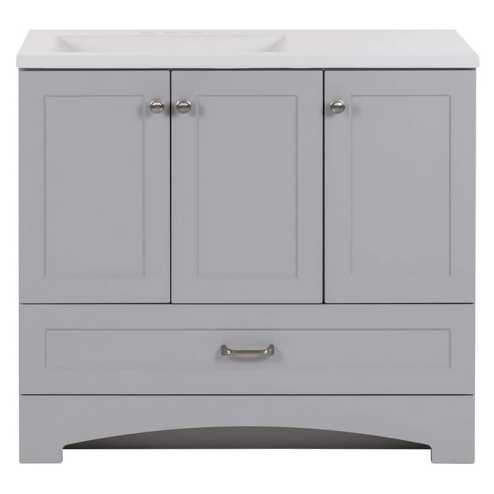 Glacier Bay Lancaster 36 in. W x 19 in. D x 33 in. H Single Sink Bath Vanity in Pearl Gray with White Cultured Marble Top -  B36X20323