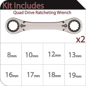 Metric Quad Drive Ratcheting Wrench Set (2-Piece)