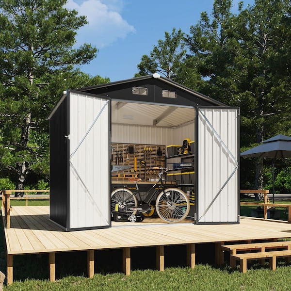 Sizzim Black 6 ft. W x 4 ft. D Outdoor Metal Storage Shed with