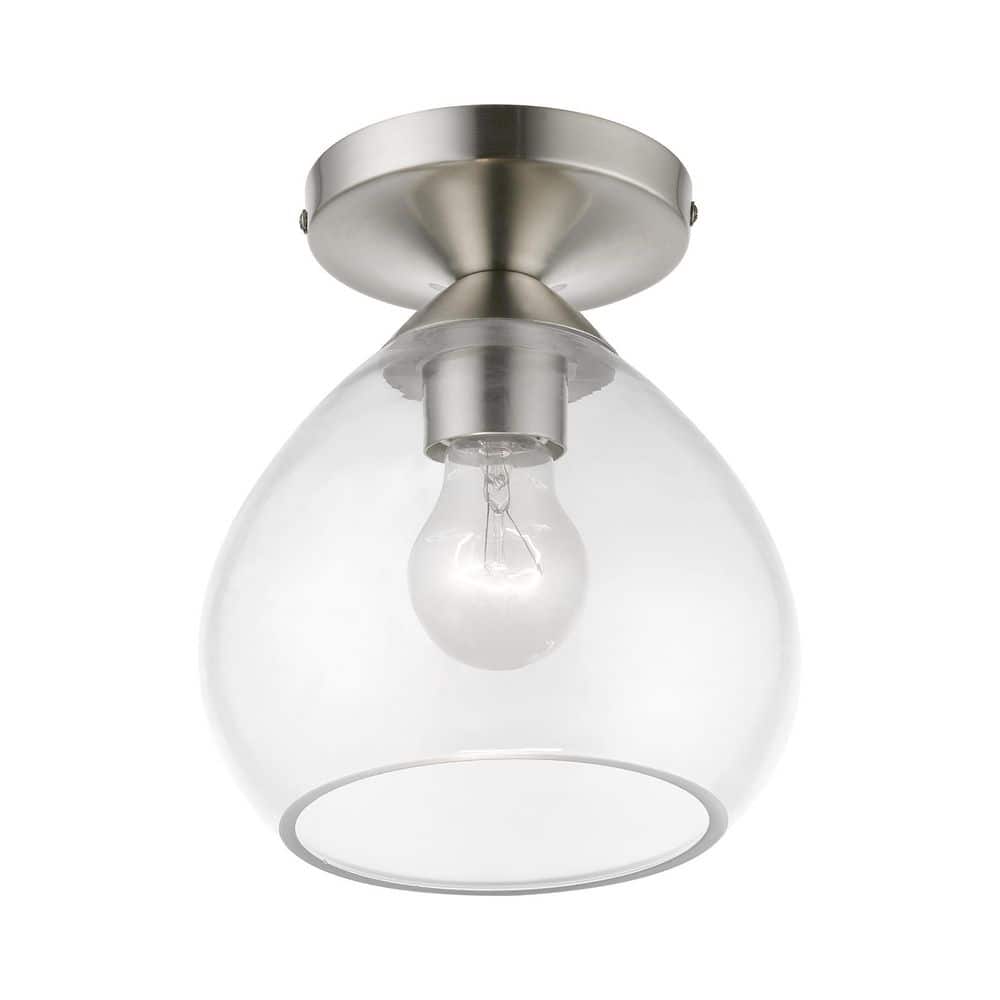 Catania Brushed Nickel 8'' Glass Semi-Flush Mount Light