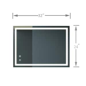 32 in. W x 24 in. H Rectangular Frameless Anti-Fog Dimmable Touch LED Light Wall Bathroom Vanity Mirror in Glass