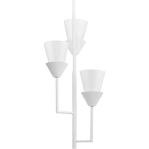 Pinellas 60-Watt 3-Light White Plaster Modern Pendant with Painted Opal Glass Shades