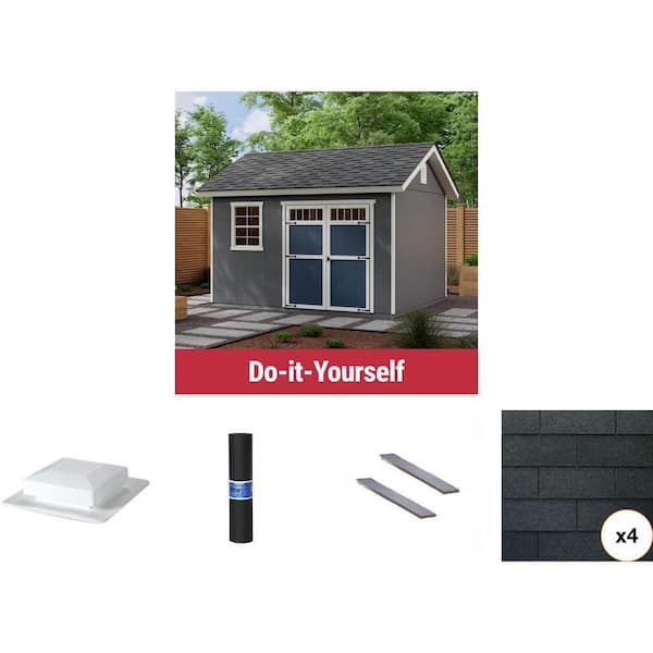 Metal Ramps, 10 ft. x 12 ft. Wood Garden Shed, Roofing Shingles (26-Piece) and Felt Roof Protection Combo