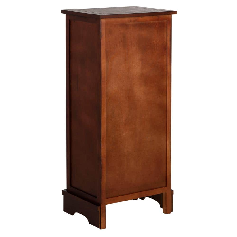 Cherry Pine Accent Cabinet with Wicker Baskets