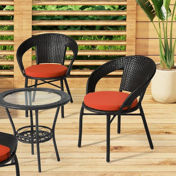 FadingFree (Set of 4) 18 in. Round Outdoor Patio Circle Dining Chair Seat Cushions in Orange