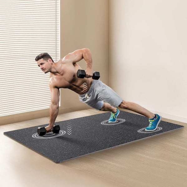 Gym Floor Mats, 25 Tiles, Black and White, 25 in. W x 25 in. L x 0.56 in. T, Rubber, Gym Flooring Mat, (100 sq. ft. )