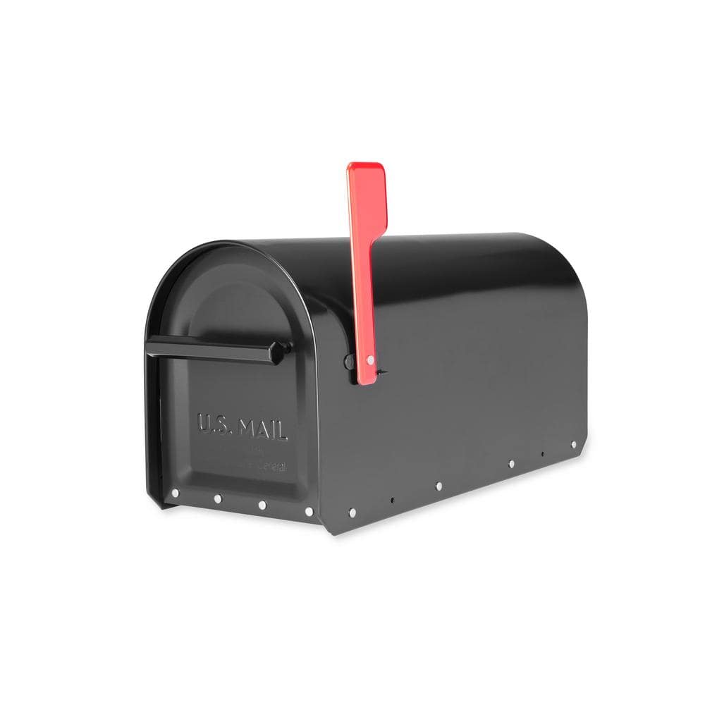 Large Black Powder Coated Steel Post Mount Mailbox