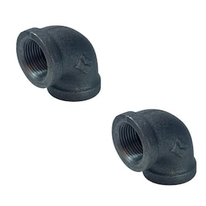 1/2 in. Black Malleable Iron 90-degree FPT x FPT Elbow Fitting (2-Pack)