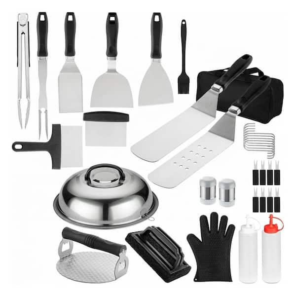 39-Piece Stainless Steel Flat Top Grill Accessories Kit with Heat-Resistant Handles for Griddle Cooking Set
