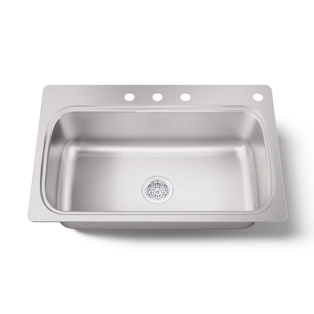 Verse 33 in. Drop-in Single Bowl 18 Gauge Stainless Kitchen Sink with 4 Faucet Holes price history on PriceWatchPro