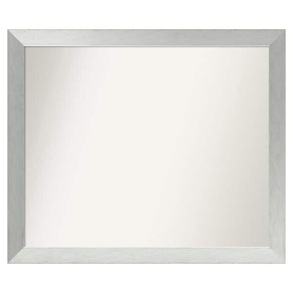 Amanti Art Brushed Sterling Silver 38 in. x 32 in. Custom Non-Beveled Wood Framed Bathroom Vanity Wall Mirror