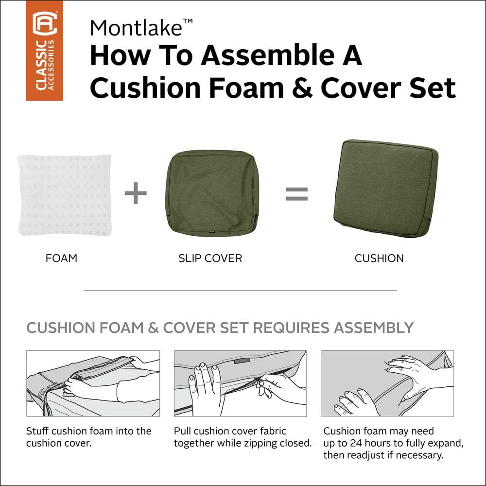 Heather Fern Green Water-Resistant Outdoor Lounge Chair Cushion
