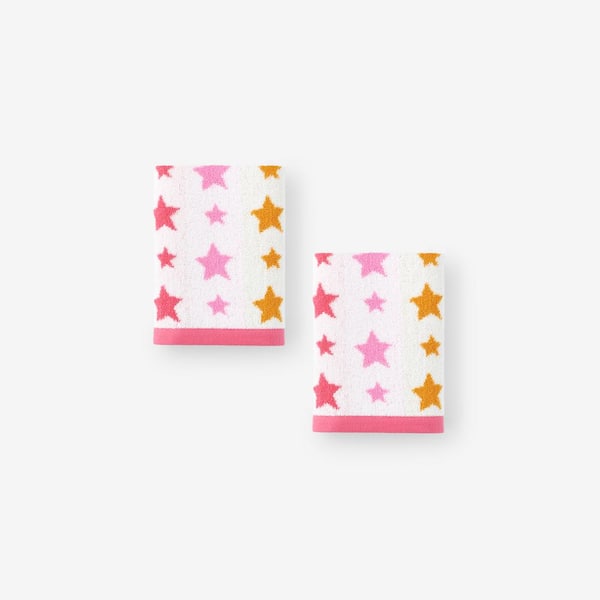 Company Kids Star Yarn-Dyed Pink Geometric Cotton Wash Cloth