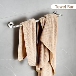 5-Piece Bath Hardware Set with Towel Ring Toilet Paper Holder Towel Hook and Towel Bar in Brushed Nickel