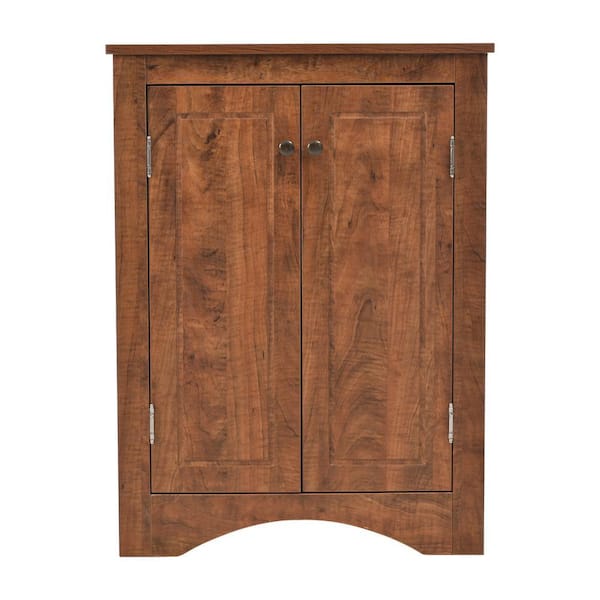 23.6 in. W x 17.2 in. D x 31.5 in. H in Brown MDF Freestanding Triangle Corner Linen Cabinet with Adjustable Shelves