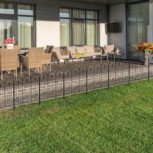 31 .5 in. H x 24 in. Black Steel Garden Fence Panel Rustproof Decorative Garden Fence (5-Pack)