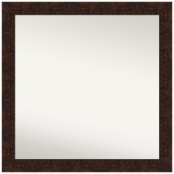 Amanti Art William Mottled Bronze Narrow 30 in. W x 30 in. H Square Non-Beveled Framed Wall Mirror in Bronze