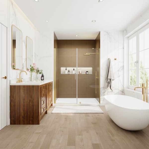 Xspracer Hoven 60 in. W x 72 in. H Pivot Frameless Shower Door in