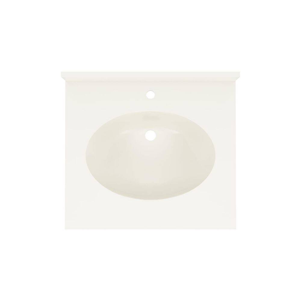 Bone Solid Surface Single Sink Bathroom Vanity Top with Backsplash