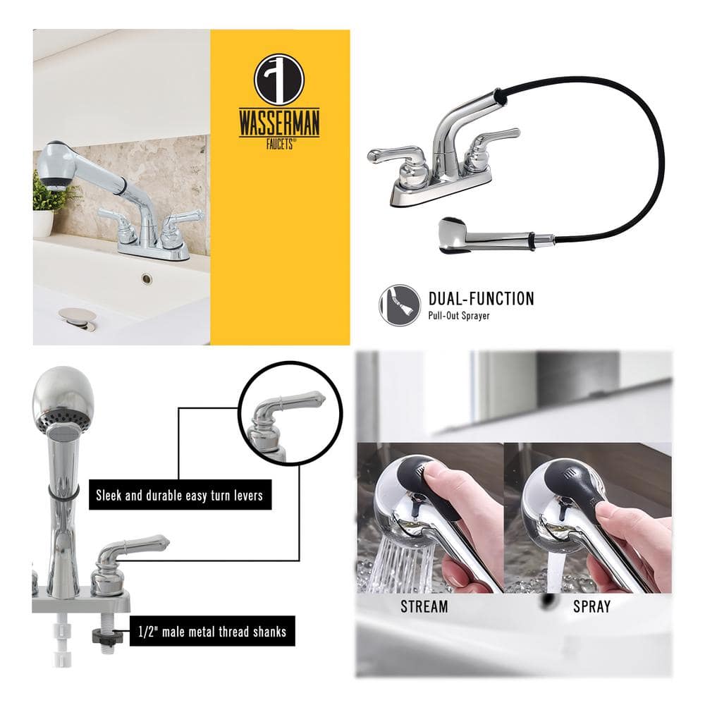 Chrome Dual Handle Pull-Out Utility Faucet